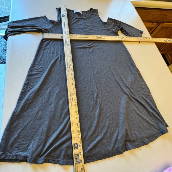 Ces Femme by Mi-in Dress Medium Gray 3/4 Cold-Shoulder Sleeve Comfy Pullover - Picture 4 of 6
